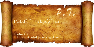 Pakó Tatjána névjegykártya